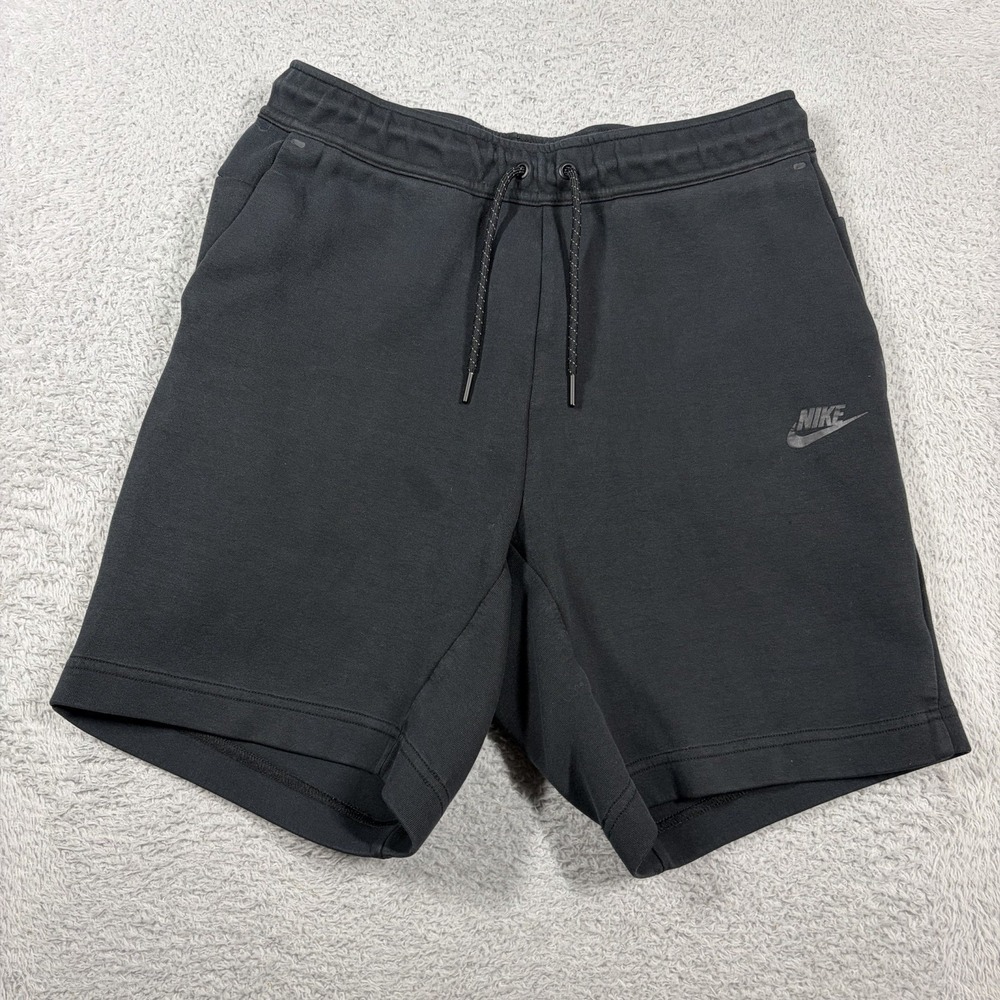 Nike Tech Shorts Mens Small Black Elastic Drawstring Lounge Athletic 7"
